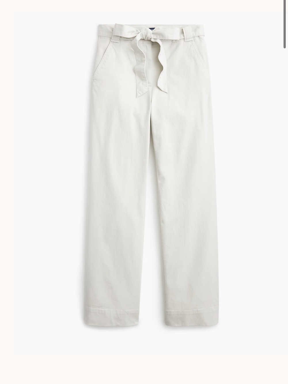 Twill wide-leg tie-waist chino pant